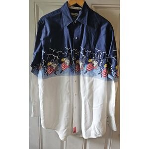 Cumberland Outfitters Eagle Flag Western Pearl Snap Shirt Men's L USA Cowboy...
